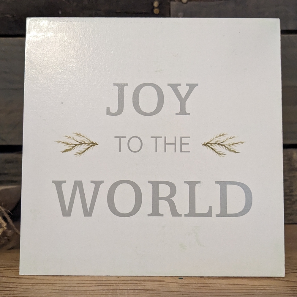 Joy to the World Wood Sign Decor NEW SAGE GREEN & WHITE